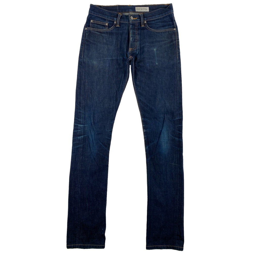 Gustin California Skinny Selvedge Raw Blue Denim Jeans Size 31 x 34